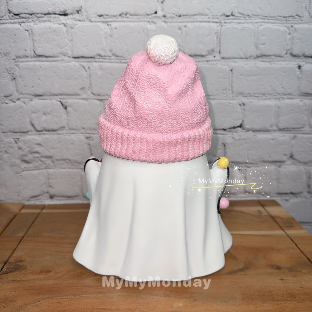 Christmas Ghost with Pink Beanie and Lights - Picture 2 of 4